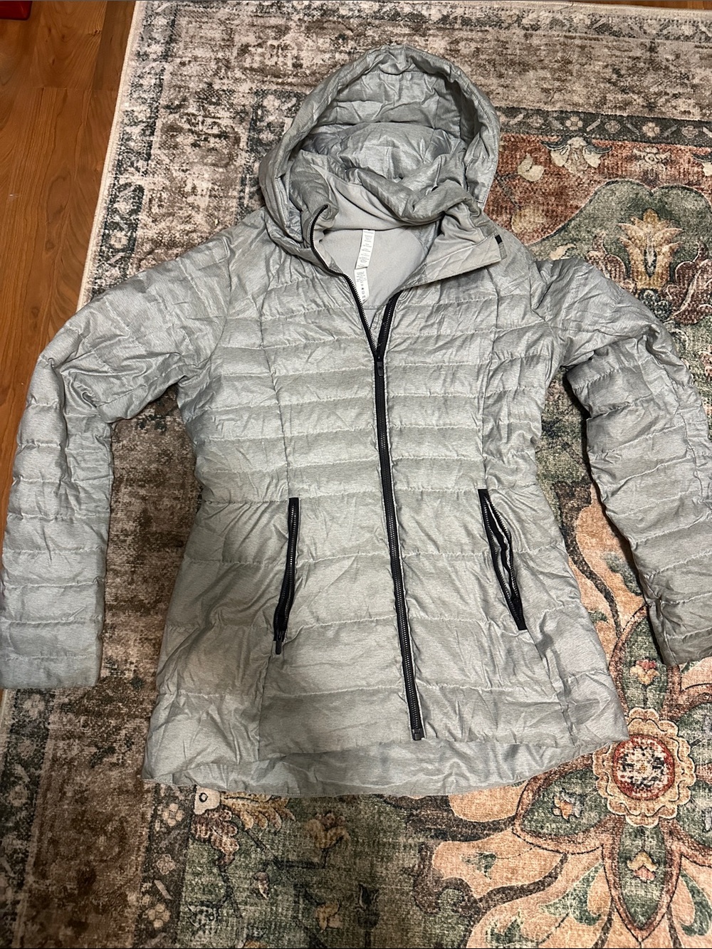 lululemon athletica Light Gray Quilted Hooded Puffer Jacket